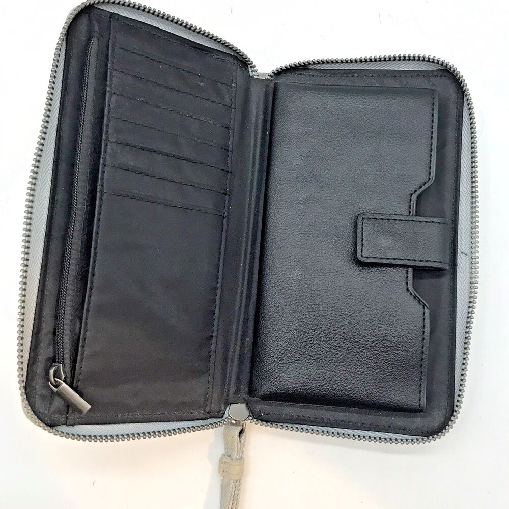 VTG. Yik Gung Blue Jean Y2K Denim Zip Around Wristlet Wallet Travel Organizer - Picture 7 of 9